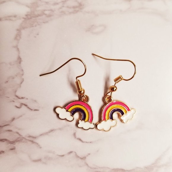 Rainbow W/ Cloud Charm Earrings - Picture 2 of 6